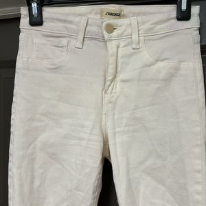 L’AGENCE creamy white distressed jeans 25